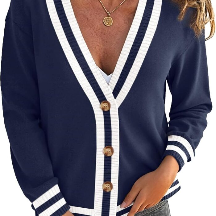 Women's Button Down Cardigan Sweaters Fall Long Sleeve Open Front Soft Cardigan Casual Loose Knit Coat Outerwear