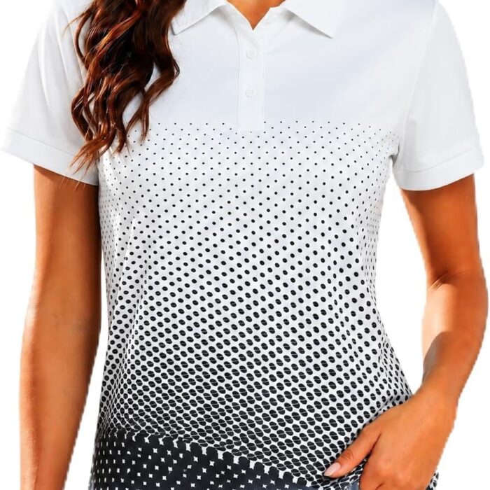 Women's Golf Polo Shirts Short Sleeve Moisture Wicking Tennis Athletic Shirt with 3 Button