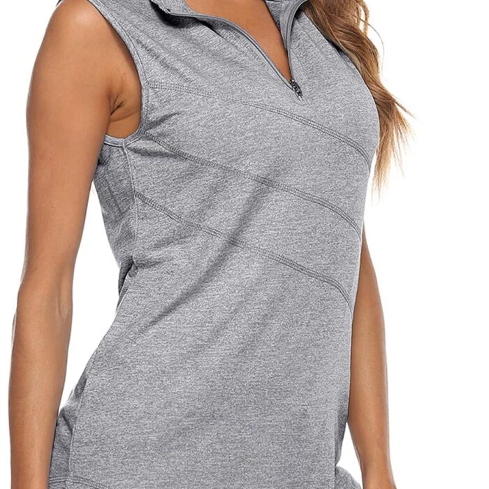 Women's Sleeveless Golf Tennis Polo Shirts Zip Up Dry Fit Workout Tank Tops Athletic Shirt