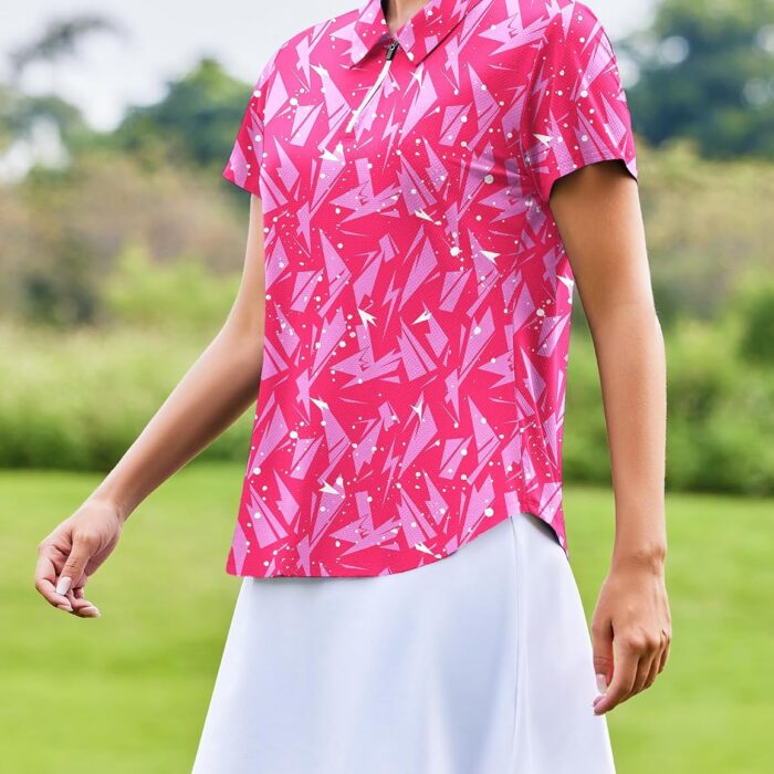 Womens Golf Shirt Short Sleeve UPF 50+ Tennis Polo Shirts 1/4 Zip Up Collared Quick Dry Athletic Pickleball Shirt