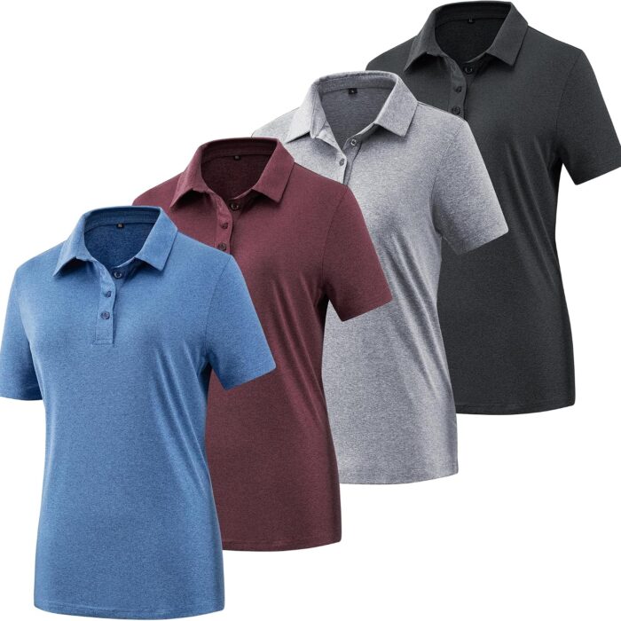 Women's Golf Polo Shirts Lightweight Moisture Wicking Short Sleeve Shirt Quick Dry Athletic Tennis Tops
